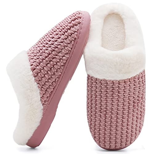 Mabove Hausschuhe Damen Winter Wärme Bequem Plüsch Pantoffeln Indoor Home rutschfeste Kuschelig Weite Leicht Slippers(Pink.HST,36/37 EU) von Mabove