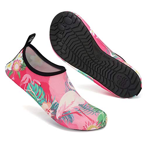 Mabove Badeschuhe Wasserschuhe Schwimmschuhe Damen Strandschuhe Aquaschuhe Barfussschuhe Neopren Surfschuhe(Pink Flamingo,40/41 EU) von Mabove