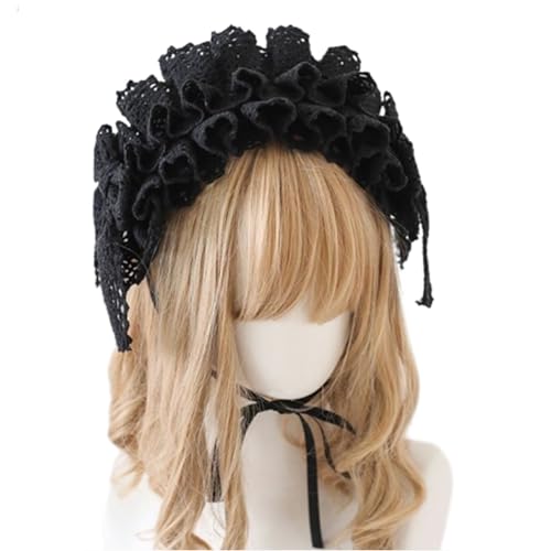 Elegantes Dienstmädchen-Haar-Accessoire, Gothic-Mädchen-Kopfschmuck, Schleife, gerüschte Kopfbedeckung, Party, Cosplay, Kostüm für Frauen und Mädchen, Dienstmädchen, Cosplay-Stirnbänder von Mabta