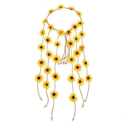 Ethnisches Stirn-Stirnband, Bohemian-Kopfschmuck, Sonnenblumen-Haarband, Stirnband, Blumen-Haarband, Damen, Urlaubszubehör, Sonnenblumen-Haarband, Kinder-Haarschmuck von Mabta