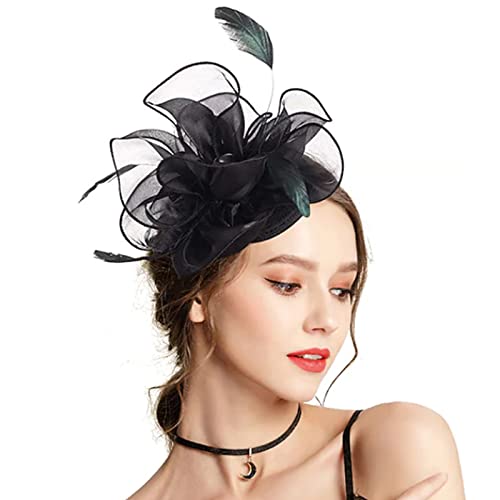 Feder-Fascinator mit Federn, Kopfschmuck für Damen, Fascinator, Teeparty, Cocktail-Stirnband, Netz-Stirnband, Netz-Feder-Stirnband von Mabta