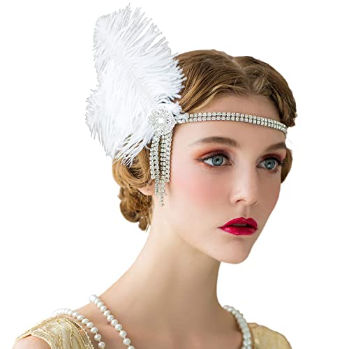 Flapper-Stirnbänder mit Federn, 1920er-Jahre-Kopfschmuck für besondere Anlässe, Hochzeit, Verlobung, Nacht, Kopfbedeckung, Haarstyling, Flapper-Stirnbänder für Damen von Mabta