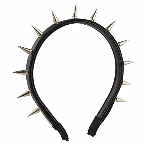 Leder-Stirnband mit Nieten, Punk-Stirnband, Stachel-Stirnband, Gothic-Tiaras, Steampunk, Rock-Stirnband für Herren, Nieten-Stirnband von Mabta