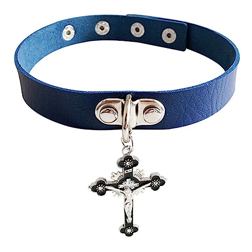 Mabta Kreuz-Halsband, verstellbar, Leder, Punk, PU, Gothic, weiches Halsband, Kette für Damen und Mädchen, Geburtstagsgeschenk von Mabta