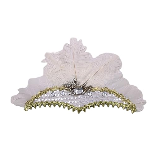 Pailletten- und Feder-Stirnband für Damen, Bankett, Party, elastischer Haarreif, Halloween, Hochzeit, Party, Braut, Haarschmuck, Feder-Stirnband im 1920er-Jahre-Stil, Bohemia-Feder-Stirnband, indisch von Mabta