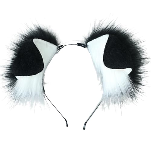 Punk Pelzohr-Haarreif für Damen, Plüsch-Haarband, LolitaStyle, Cosplay-Stirnband, Party-Kostüm, Halloween, Rollenspiel, Kopfschmuck, verstellbares Hundeohr-Stirnband, modisches Stirnband, von Mabta