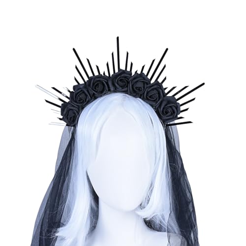 SunGoddess Haarreif für Damen, VirginMary Halloween, Rosenblume, Haarband, Party, Verkleidung, Haarreif, Hochzeit, Kopfschmuck, Damen-Stirnband für Partys und Hochzeiten von Mabta