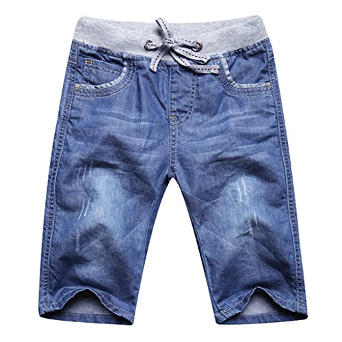 Machbaby Jungen Jeans Shorts Elastisch Taille Kurze Sommer Jeanshose mit Verstellbarer Bund für 3-14 Jahre(Typ 3,140) von Machbaby