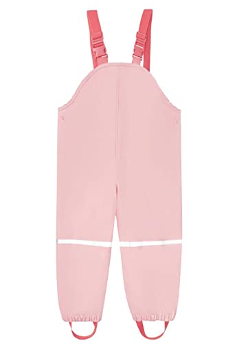 Unisex-Kinder Jungen Mädchen Fleecefütterung Warme Regenhose wasserdichte Winddicht Buddelhose Atmungsaktive Matschhose mit Hosenträgern(Rosa,98-104) von Machbaby