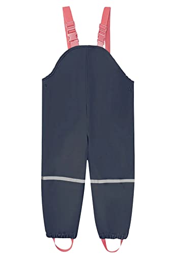 Unisex-Kinder Jungen Mädchen Fleecefütterung Warme Regenhose wasserdichte Winddicht Buddelhose Atmungsaktive Matschhose mit Hosenträgern(Rosa Trägern,74-80) von Machbaby