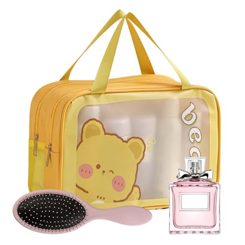 Kosmetiktasche für Damen, mehrere Fächer, Kulturbeutel, Duschtasche, Reise-Aufbewahrungstasche, Shampoo-Tasche, Kosmetik-Set mit Griffen für Outdoor, Urlaub, Camping, gelb, Refer to description Kosmetiktasche für Damen, mehrere Fächer, Kulturbeutel, Duschtasche, Reise-Aufbewahrungstasche, Shampoo-Tasche, Kosmetik-Set mit Griffen für Outdoor, Urlaub, Camping, gelb, Refer to description von Maciun