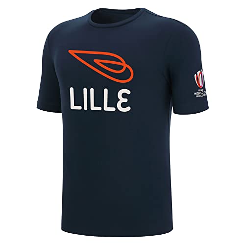 Macron Offizielle Rugby Lille World Cup 2023 T-Shirt für Erwachsene, blau, L von Macron