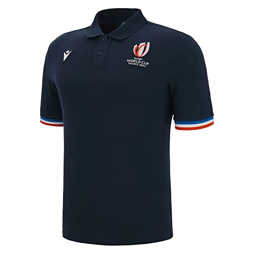 Macron Polo für Erwachsene, Frankreich Rugby World Cup 2023, offiziell, marineblau, S von Macron