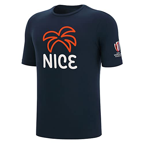 Macron T-Shirt für Erwachsene, Rugby Nice World Cup 2023, offizielles Lizenzprodukt, blau, XL von Macron