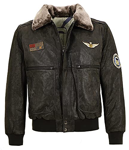 Maddox - Herren Lederjacke Fliegerjacke echtes Leder Dunkelbraun Größe 48 von Maddox