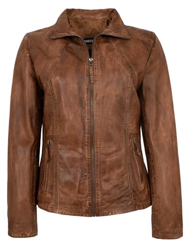 Maddox - Damen Echtleder Lederjacke Lammnappa dunkelcognac antik Größe 40 von Maddox