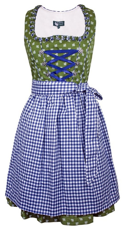 Maddox Dirndl 'Achensee' Traditionell, Olive Kobalt 55 cm von Maddox