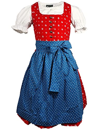 Maddox Kinder Dirndl Elli 3-tlg. | Blümchen Rot Blau 98 von Maddox