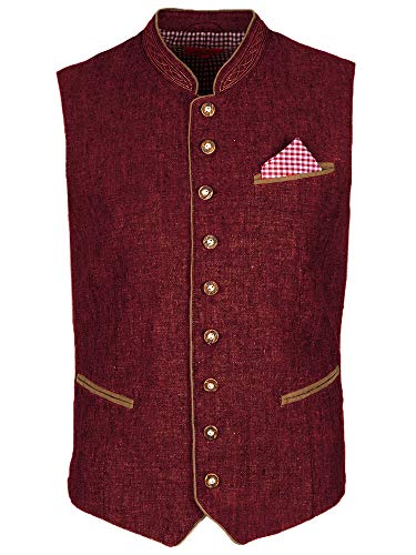 Maddox Trachtenweste Oliver Leinen Herrenweste Tracht Weste blau Bordeaux Kiesel (Bordeaux, 48) von Maddox