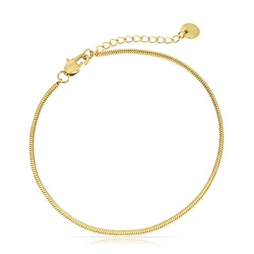 Filigranes Damen Armband aus Edelstahl • Silber Gold Rosé • Minimalistisches Armband • Armbänder für Frauen • Silberschmuck Gold-Schmuck • Feine Cuban Link Chain Armkette (Schlangen Design Gold) von Made by Nami