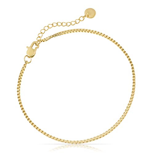 Filigranes Damen Armband aus Edelstahl • Silber Gold Rosé • Minimalistisches Armband • Armbänder für Frauen • Silberschmuck Gold-Schmuck • Feine Cuban Link Chain Armkette (Venetianer Design Gold) von Made by Nami