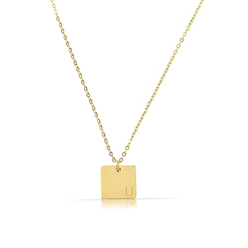 Made by Nami Buchstaben Halskette in Gold • Personalisierte Damen-Kette mit Initial Anhänger • Filigrane Edelstahl Halskette Frauen & Mädchen • Geschenk-Idee inkl. Geschenkbox (M, Gold) von Made by Nami