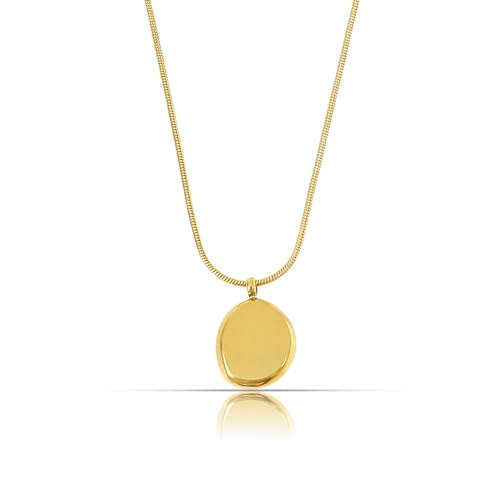 Made by Nami Halskette Damen Gold mit Rundem Coin Kettenanhänger Gold Wasserfester Schmuck Geschenk für Sie von Made by Nami