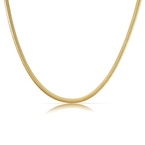 Made by Nami Halsketten Schlangen-Design 3mm • Minimalistische Schlangen-Kette mit starkem Karabiner-Verschluss • Choker Halskette Damen • Edelstahl Gliederkette • Geschenk für Sie (Gold) von Made by Nami