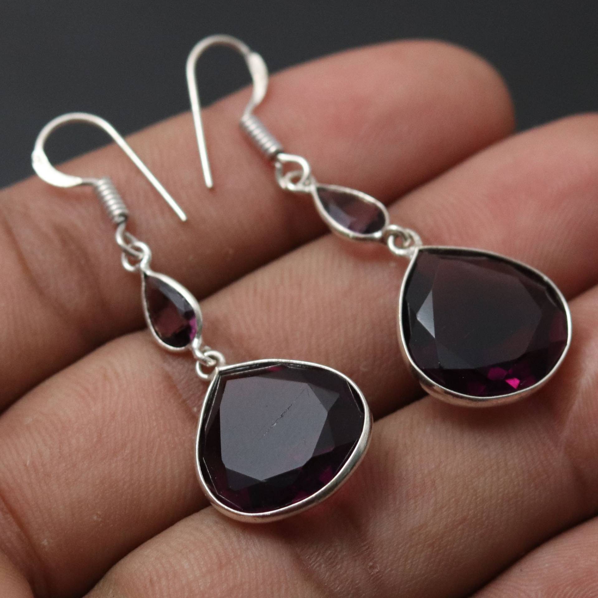 Amethyst Quarz Ohrringe, Edelstein Mädchen Ohrringe Schmuck Geschenk Für Sie Sterling Versilbert Frauen von MadonnaJewellery