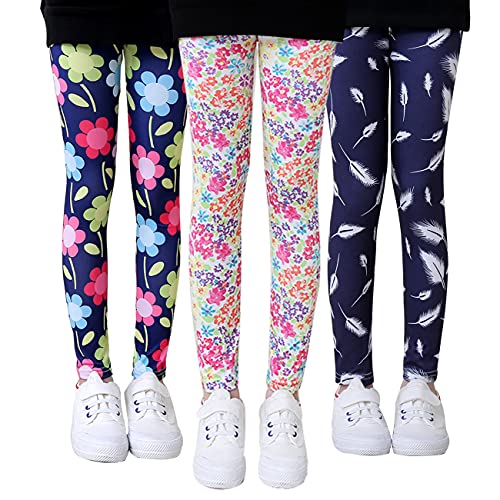 Maeau 3er pack Leggings Mädchen Sporthosen Strumpfhose Blumen von Maeau