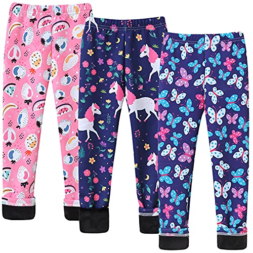 Maeau 3er Pack Warme Leggings Mädchen Kinder Winterhose Fleece Gefütterte Dick Hosen Baumwolle Leggings Gefüttert Kinder 150 von Maeau