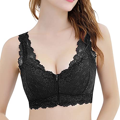 Maeau Damen Klassische BHS Spitze Bralette BH Ohne Buegel Strech Bra Gepolstert Push up Sport BH Büstenhalter Atmungsaktive Camisole Bandeau-BH-Schwarz-3XL von Maeau