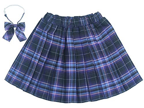 Maeau Faltenrock Kinder Mädchen Rock Kariert Kurz Gefaltete Röcke Plissee Kilt Tartan Rock Elastische Taille Schulmädchen Schuluniform Minirock Schule Tennis Skater mit Shorts Violett 9 10 Jahre 150 von Maeau