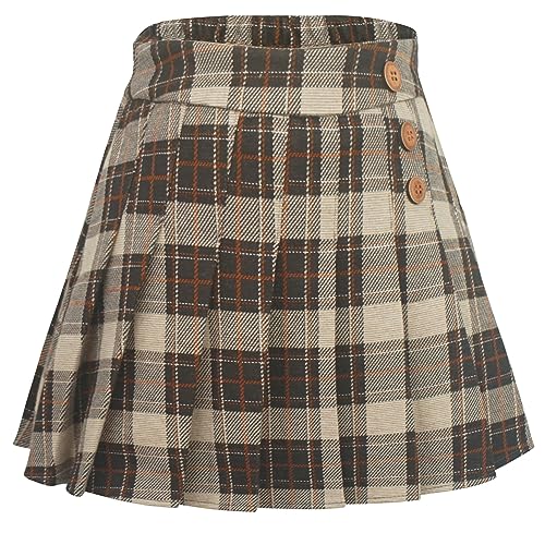 Maeau Rock Plissee Kurz für Mädchen 8 9 Jahre 140 Schwarz und Weiß Mini Rock Kariert Kinder Faltenrock Tennis Schule Röcke Tartan Elastische Hohe Taille Kilt Minirock Skater mit Shorts Herbst Winter von Maeau