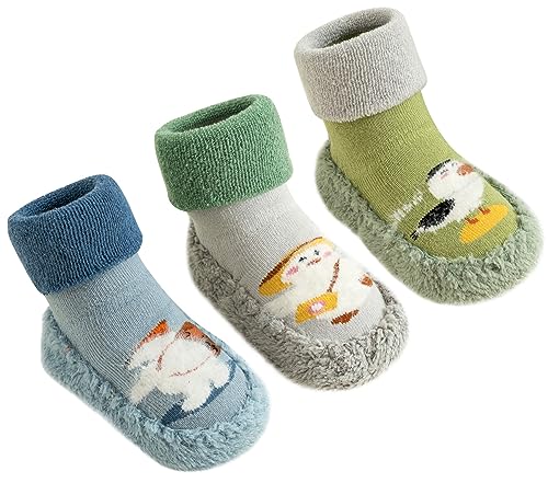 Maeau Socken Anti-Rutsch Baby Mädchen Baumwolle 12-18 Monate Schuhsocken Fleece Warme Socken Schuhe Winter Weiche Kleinkind Hüttenschuhe Gefüttert Neugeborene Plüsch Lauflernschuhe Rutschfeste 10 von Maeau