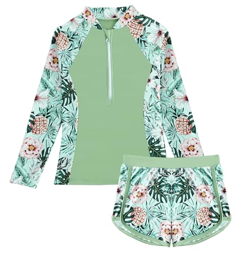 Maeau Zweiteiler Badeanzug Mädchen Blumen Floral UV Schutz Badebekleidung Kinder Schwimmanzug Schwimmshirt Badeanzug Langärm mit Badeshorts Shorts 7 8 Jahre Bademode Schwimmen Rash Guard Hawaii Grün Maeau Zweiteiler Badeanzug Mädchen Blumen Floral UV Schutz Badebekleidung Kinder Schwimmanzug Schwimmshirt Badeanzug Langärm mit Badeshorts Shorts 7 8 Jahre Bademode Schwimmen Rash Guard Hawaii Grün von Maeau