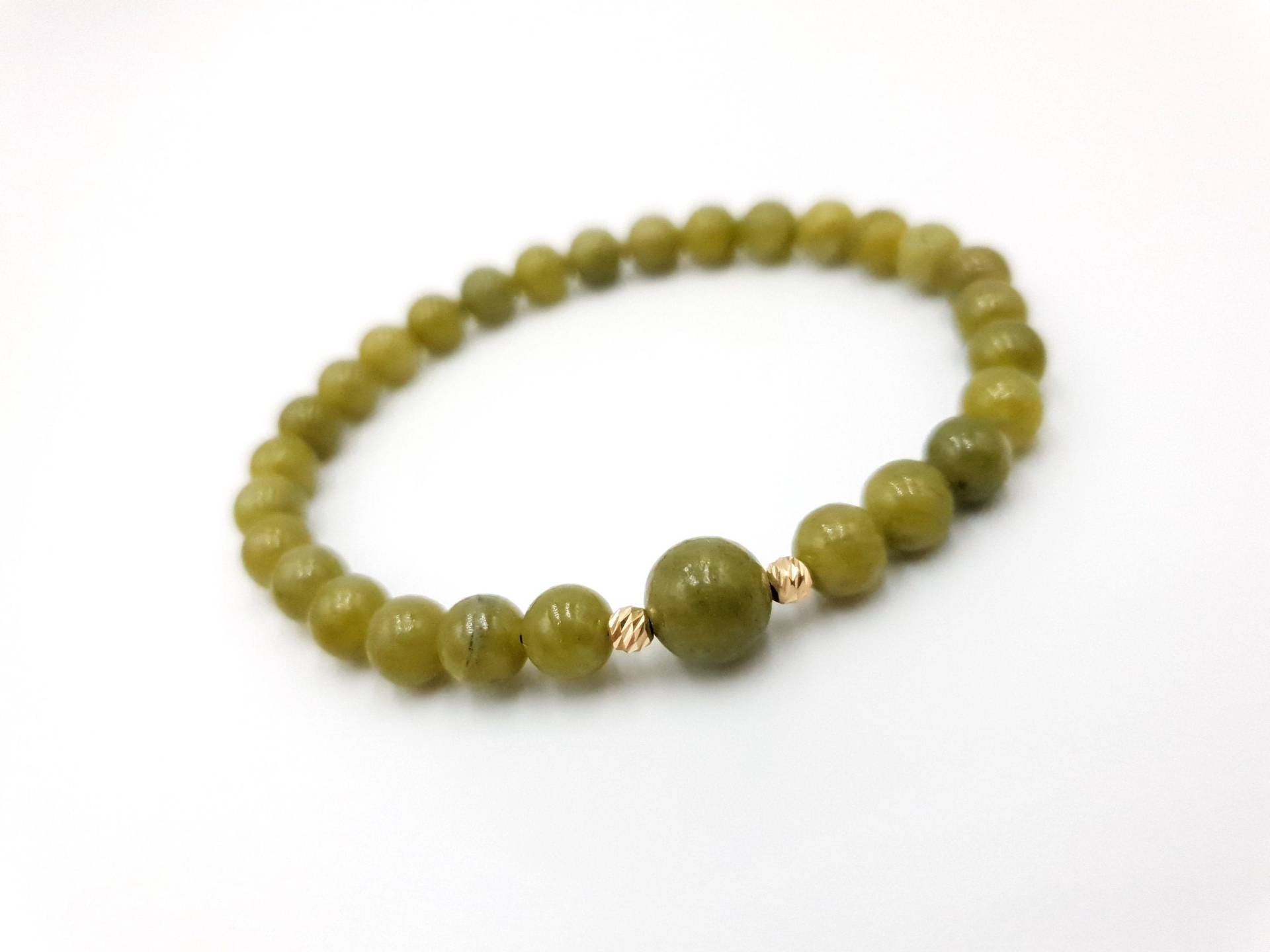 14K Gelb Solid Gold Armband/Natursteine Jade 6mm, 8mm Schmuck Perfektes Geschenk Für Männer Und Frauen Armbänder von MagdyssJewellery