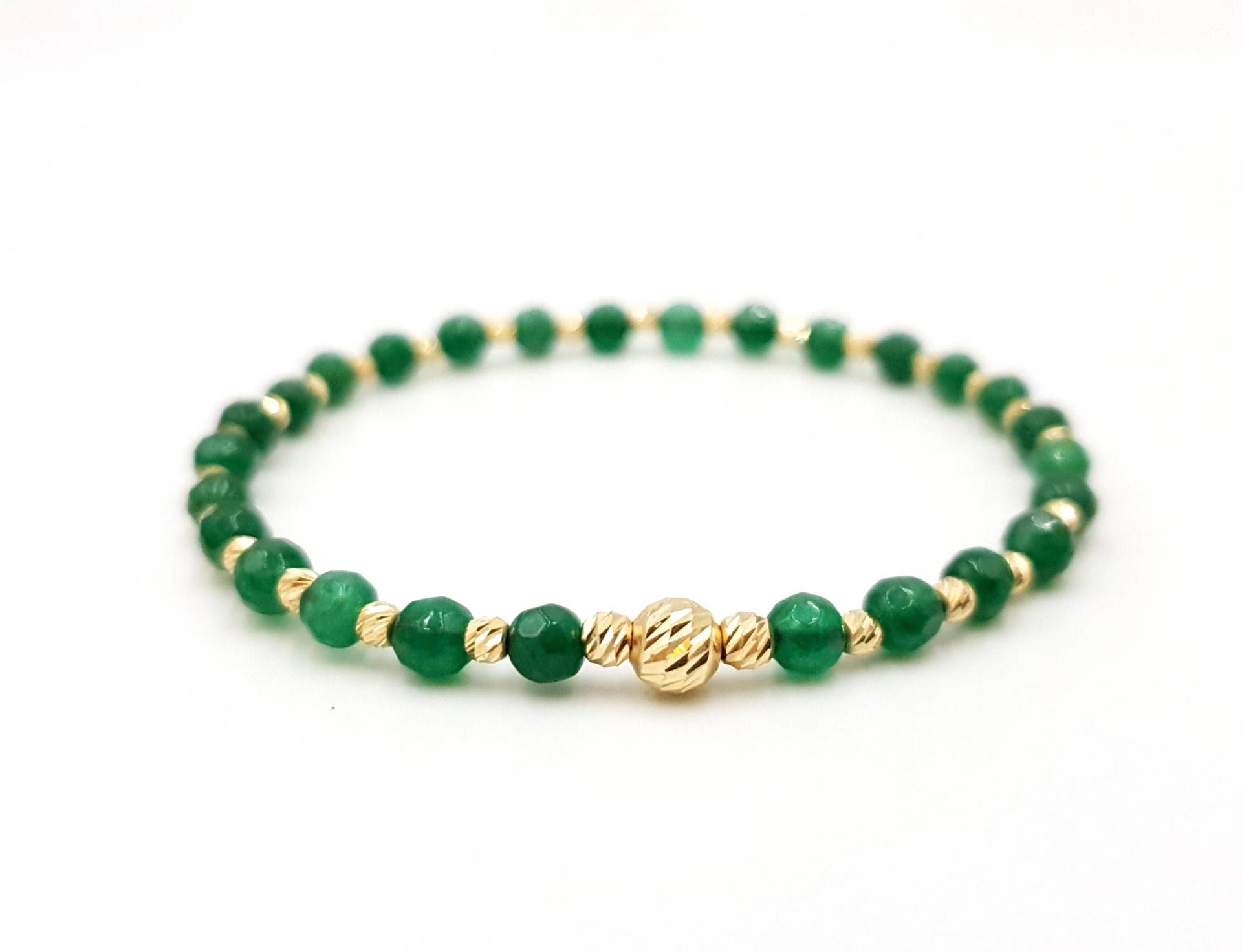 14K Gelb Solid Gold Armband/Naturstein Jade Armband/Pure Schmuck/Gold Armbänder/Armband Für Männer Und Frauen von MagdyssJewellery