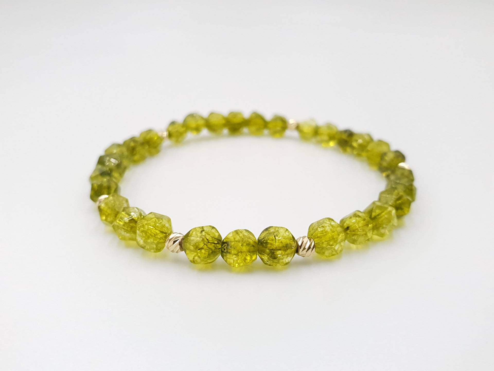 14K Gelbe Massivgoldperlen/Natursteine Peridot Goldschmuck Geschenkarmbänder Für Männer Und Frauen Limitierte Auflage von MagdyssJewellery