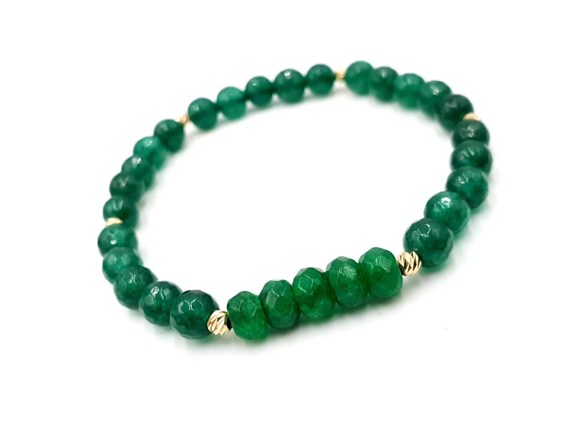 14K Gelbe Solid Gold Perlen/Natursteine Jade Pure Schmuck Geschenk Armbänder Für Männer Und Frauen Limitierte Auflage von MagdyssJewellery