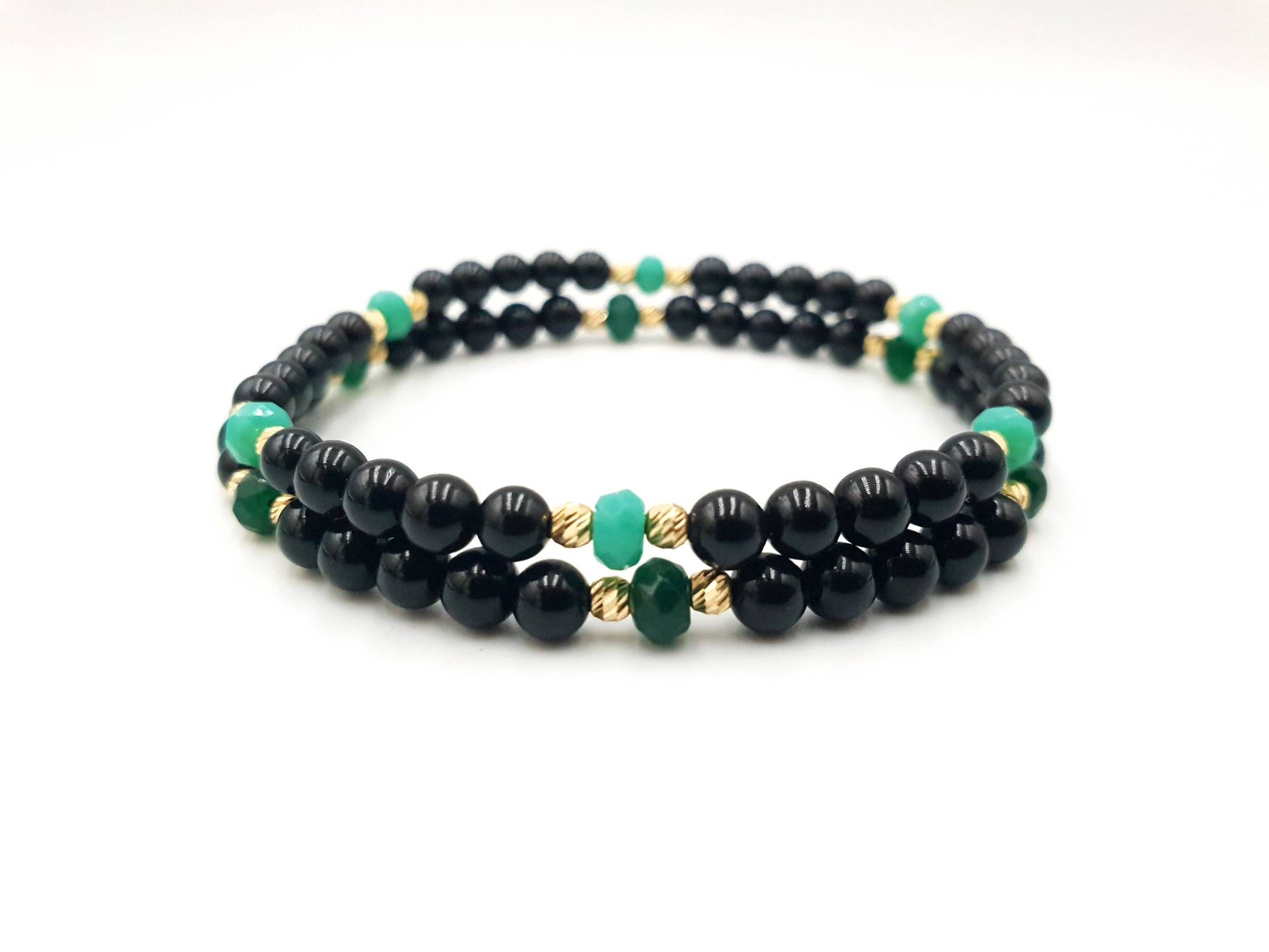 14K Gelbgold Armband/Armband Mit Natursteinen Jade Und Onyx /Pure Gold Schmuck/Gold Armbänder Für Paar/Set 2 Armband von MagdyssJewellery