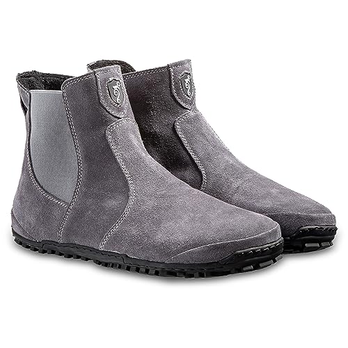 Magical Shoes Chelsea Boots Barfußschuhe gefüttert für Damen, Halbstiefe leicht, flexibel, Stiefeletten aus Leder, Lederschuhe, Stiefel mit Reissverschluss, Gr. 40, Grau, Lupino von Magical Shoes