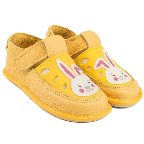 Magical Shoes Minimalschuhe Kinder, Barfußschuhe Jungen, minimalistische Schuhe, Barefoot Boys, weiche Kinderschuhe mit Klettverschluss, Gr. 27, Gaga – Rabbit Gelb von Magical Shoes