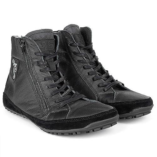 Magical Shoes gefütterte Barfußschuhe Herren, Minimal Boots leicht, Leder Halbstiefel mit Innenfutter Wolle, Winterschuhe minimalistisch, Mens Barefoot Shoes Winter, Gr. 47, Schwarz, Alaskan X von Magical Shoes