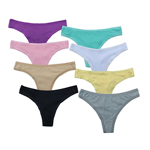 Magilona Damen-Slips, Baumwolle, G-String, Tanga, sexy, atmungsaktiv, niedrige Taille, Slip, 8 Stück Gr. 42, mehrfarbig von Magilona