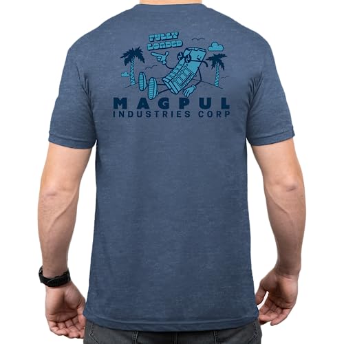 Magpul CVC Rundhals Kurzarm T-Shirt für Herren, Voll geladenes Indigo Heather, L von Magpul