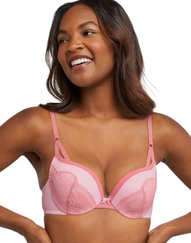 Maidenform Damen Love the Lift Bügel Demi BH Glättender Spitzenbesatz BH mit Push-Up Cups, Ballerina Slipper-Rose Bloom Pink, 85C von Maidenform