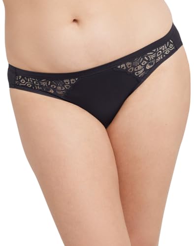 Maidenform Damen Periodenslip mit Spitze strarke Blutung Baumwolle saugefähige Menstruationsunterwäsche Slips, schwarz, 2XL von Maidenform