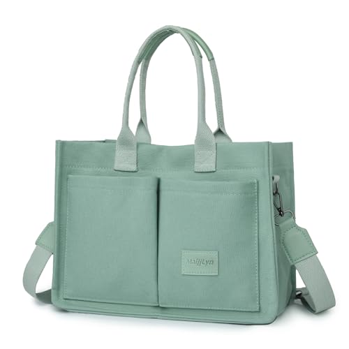 MaijjLyn Canvas-Tragetasche für Damen, Umhängetasche, trendige Schultertasche, Handtasche, alles mit mehreren Taschen, Grün , Einheitsgröße von MaijjLyn