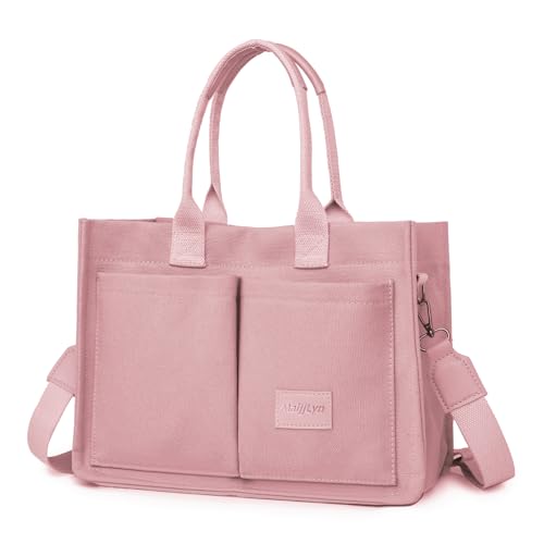 MaijjLyn Canvas-Tragetasche für Damen, Umhängetasche, trendige Schultertasche, Handtasche, alles mit mehreren Taschen, Pink, Einheitsgröße von MaijjLyn